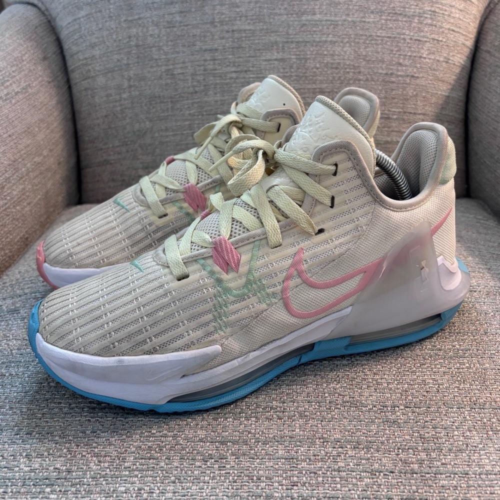 Nike LeBron Witness 7 Coconut Milk Pink Blue Basketball Shoes Sneakers Mens 8.5